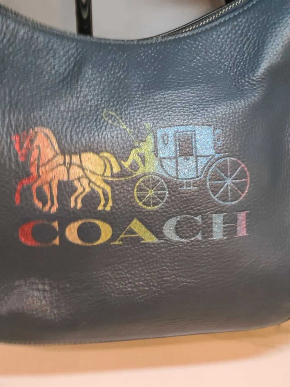 Coach F76766 Blue Leather Pride Rainbow Glitter JES Hobo Bag Pride GUC